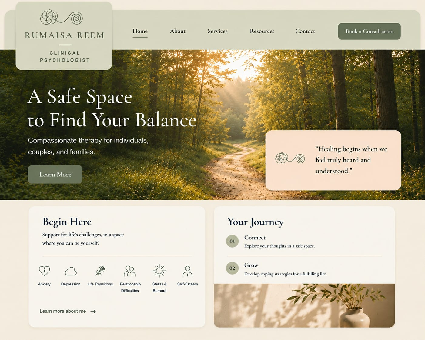 Rumaisa Reem Clinical Psychologist. A Safe Space to Find Your Balance. Compassionate therapy for individuals, couples, and families. Begin Here and Your Journey.